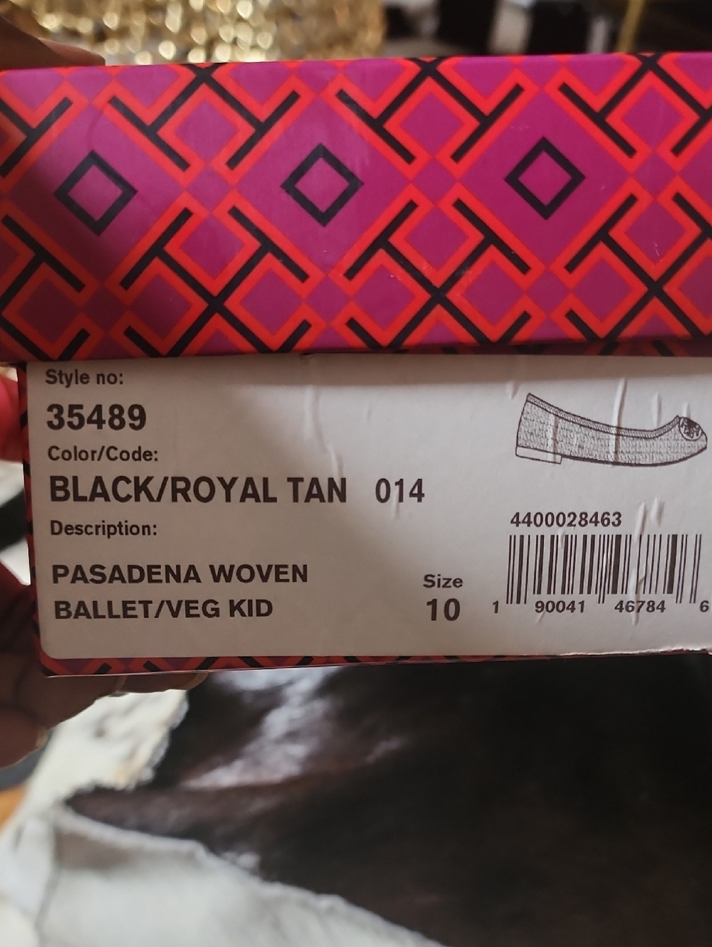 Tory Burch Tan and Black Woven Leather Ballet Flats - Picture 5 of 5